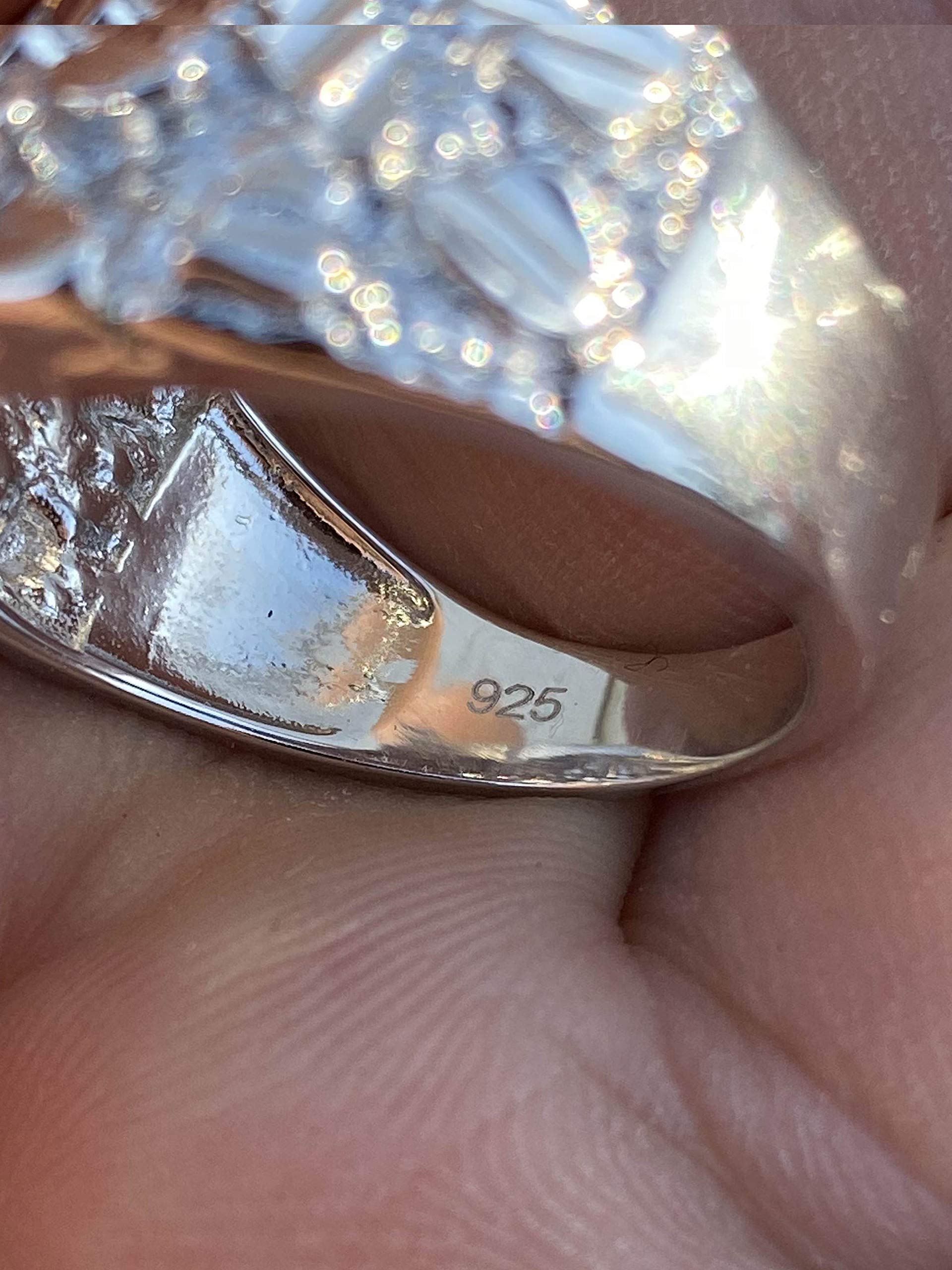 925 Sterling Silver Men's Nugget Ring - Iced Out Pinky or Ring Finger Jewelry for Men (Sizes 7-13) - Perfect for Gifts, Weddings & Everyday Wear