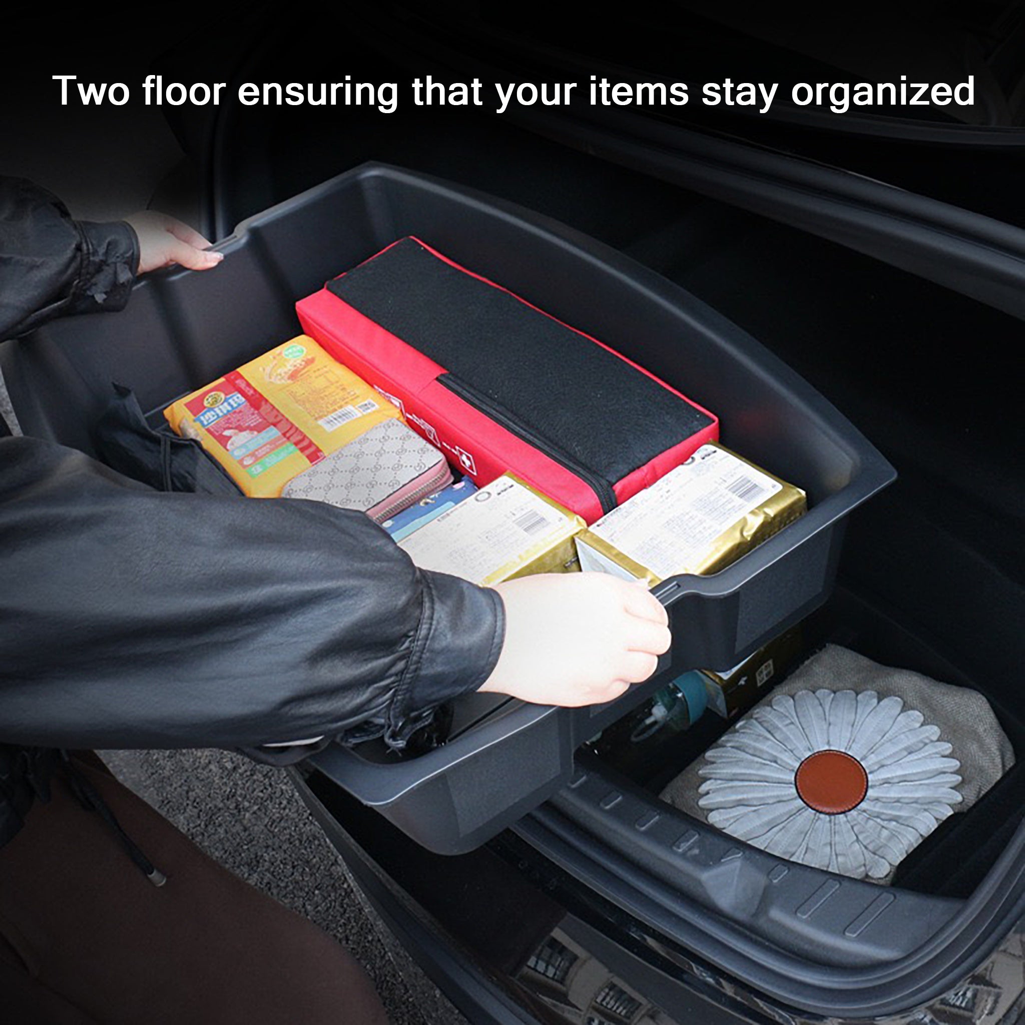 Tesla Model 3 Highland 2024+ Rear Trunk Storage Organizer Box | Waterproof Car Organizer for Tesla Accessories | Perfect for Road Trips & Grocery Storage