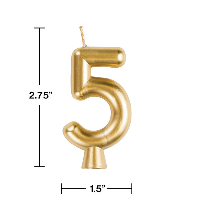 12-Piece Bulk Gold Number 5 Candles for Birthday Cakes, Cupcakes & Party Decorations - Premium Quality Wax Candles for Celebrations & Events