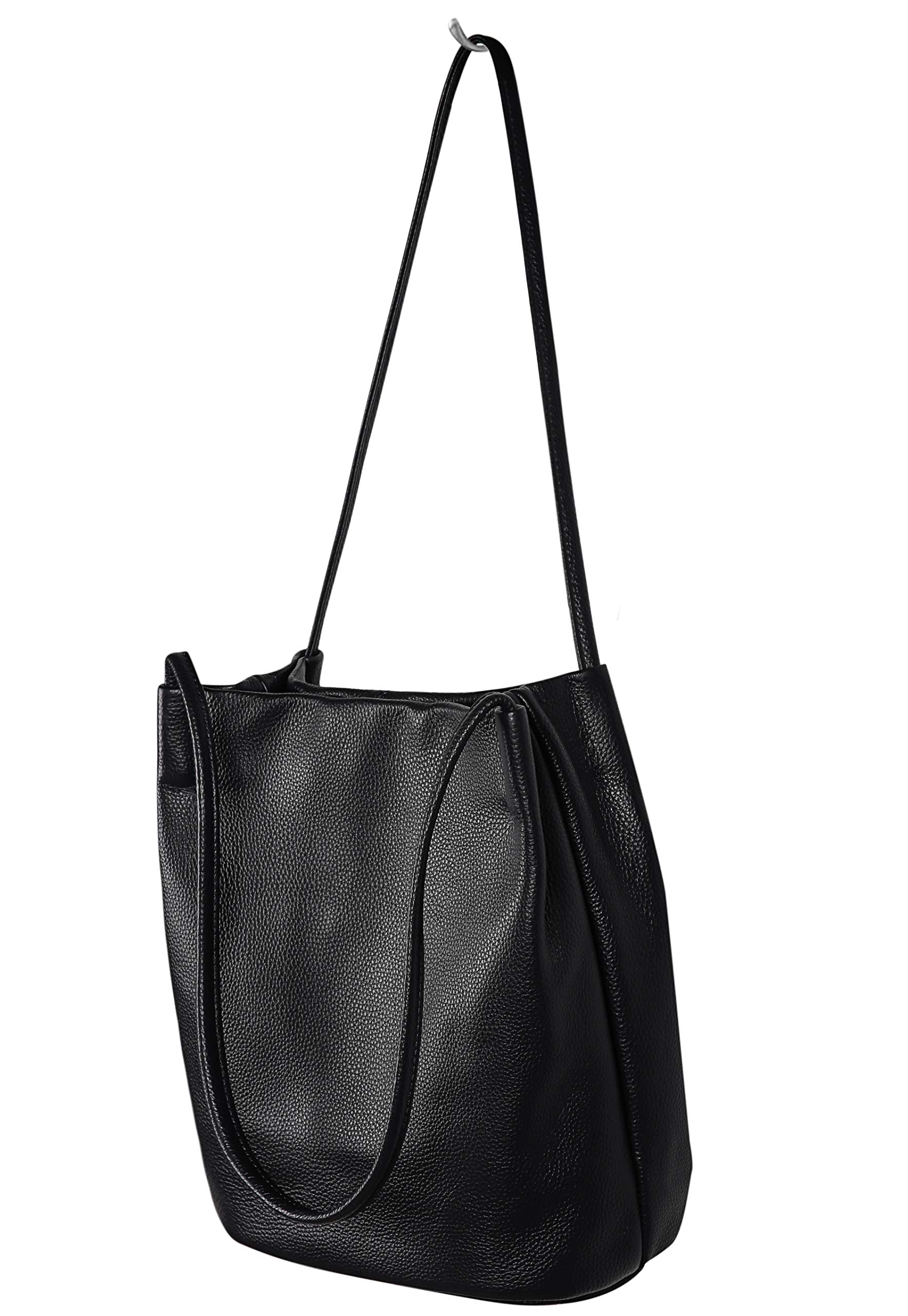 **Iswee Genuine Leather Tote Bucket Bags for Women - Stylish Hobo Shoulder Bags & Handbags - Perfect for Work, Travel, and Everyday Use**