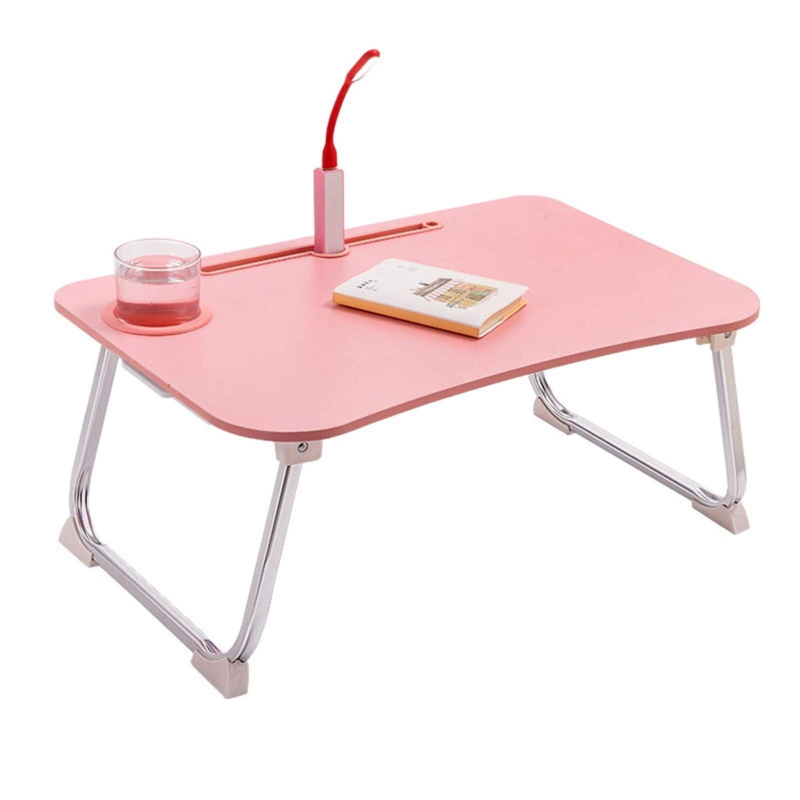 Pink Adjustable Laptop Bed Table - Portable Standing Desk with Foldable Design, Sofa Tray & Notebook Stand for Kids, Reading in Bed or Couch - Perfect for Home Office, Gaming & Breakfast in Bed
