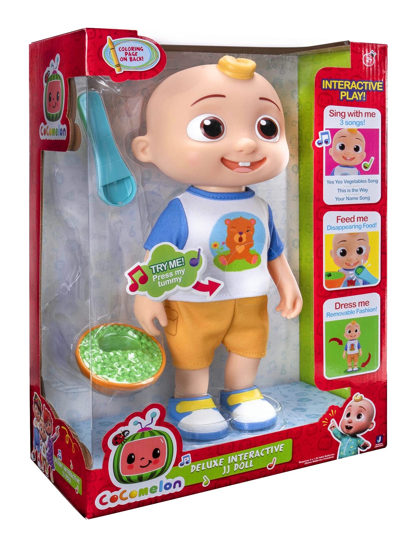 **CoComelon Interactive JJ Doll - Educational Musical Toy with 5 Learning Songs & Phrases for Toddlers 1-3 Years | Best Birthday Gift for Boys & Girls | Encourages Early Development & Sensory Play | Perfect for Playtime, Travel & Learning Fun | Great for Home, Daycare & On-the-Go Interactive Play & Early Education | Ideal for Bedtime Stories, Preschool Learning & Family Bonding Activities**