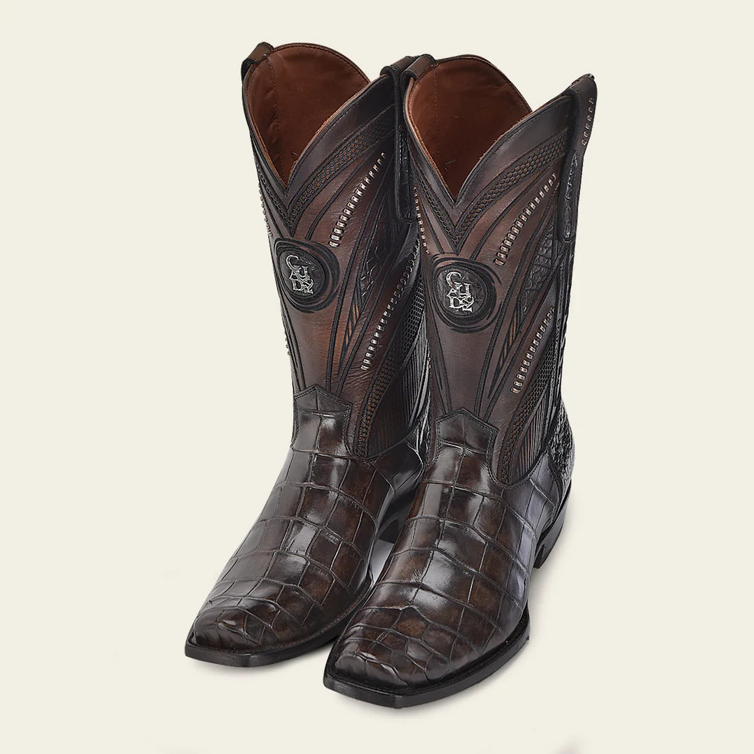 1J2WAL Men's Cuadra Special Edition Chocolate Dress Cowboy Alligator Leather Boots - Western Style Riding Boots for Country Music Festivals & Rodeo Events