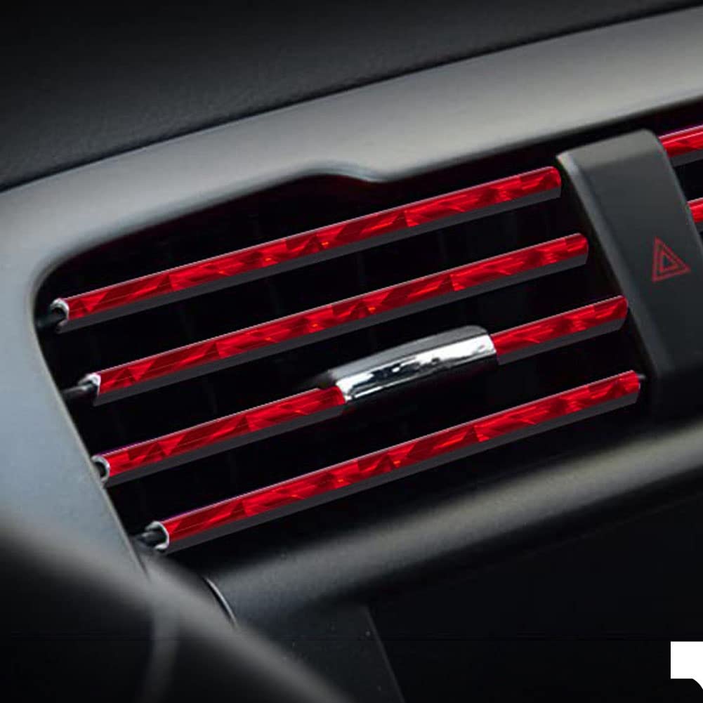 10PCS Red Car AC Vent Decoration Strips - DIY Auto Interior Molding Trim for Car Air Conditioner Outlets | Universal Fit for Most Vehicles | Enhance Your Car's Interior Style & Protection