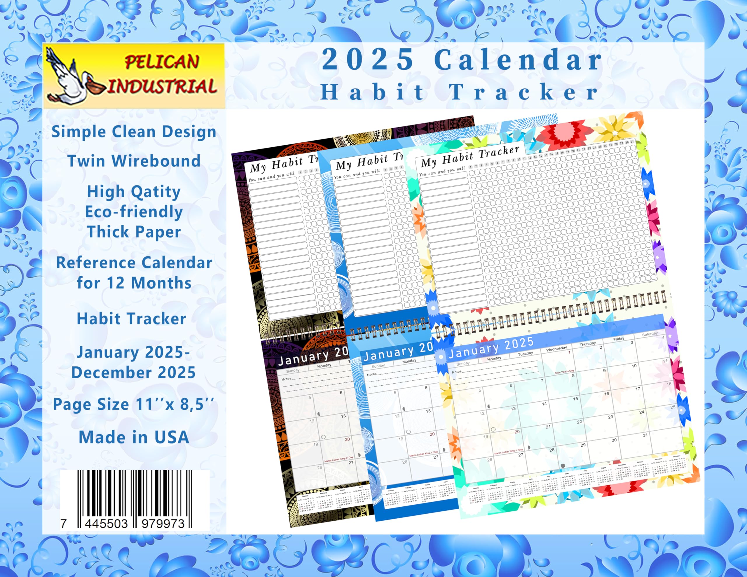 2025 Monthly Desktop & Wall Calendar Planner with Habit Tracker - Daily Weekly Monthly Goal Setting Motivational Journal for Productivity & Success - Perfect for Office, Home, School & Gift Giving (Edition #019)