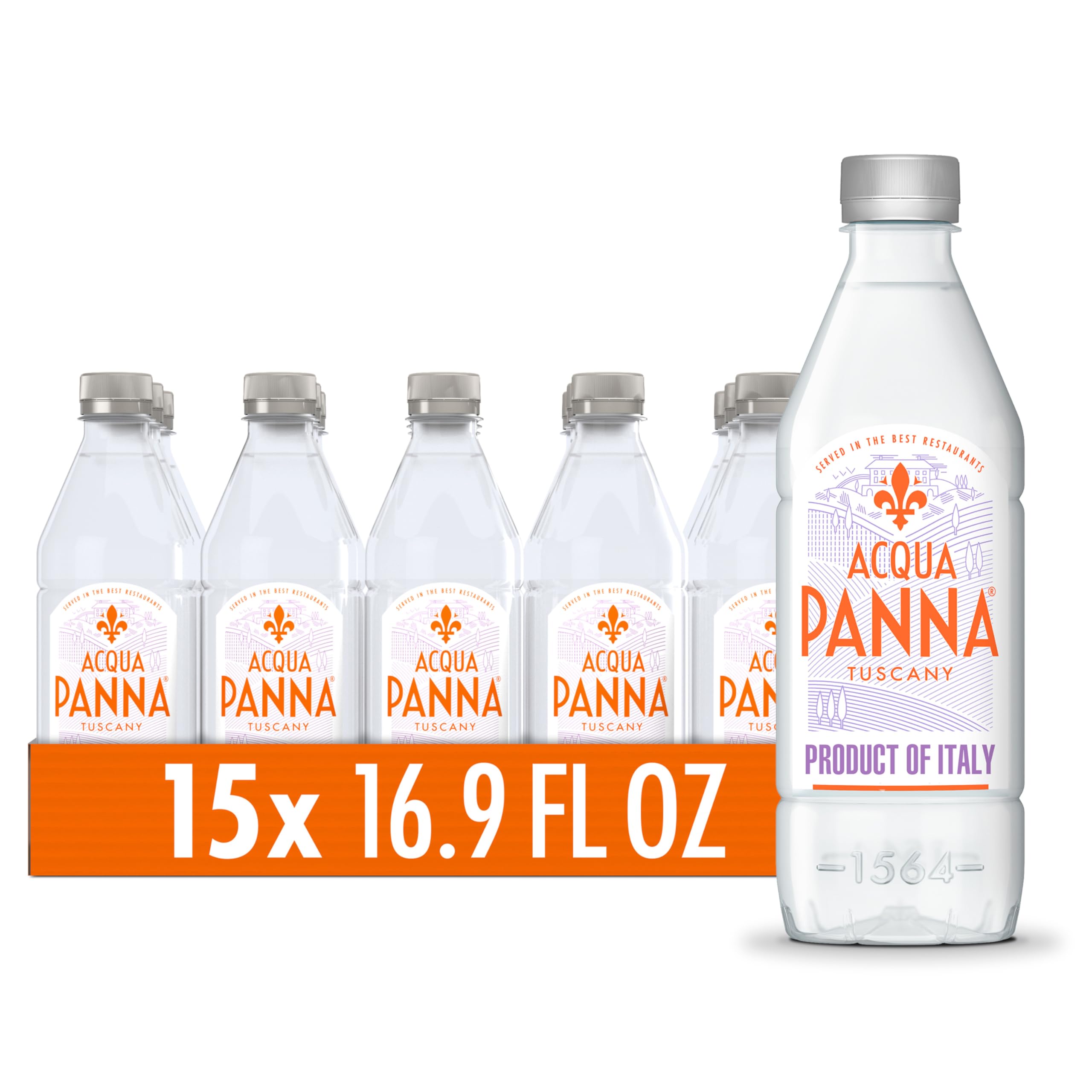 Acqua Panna Natural Spring Water - 16.9 Fl Oz, Pack of 15 Plastic Bottles, Perfect for Hydration at Home, Office, or On-the-Go