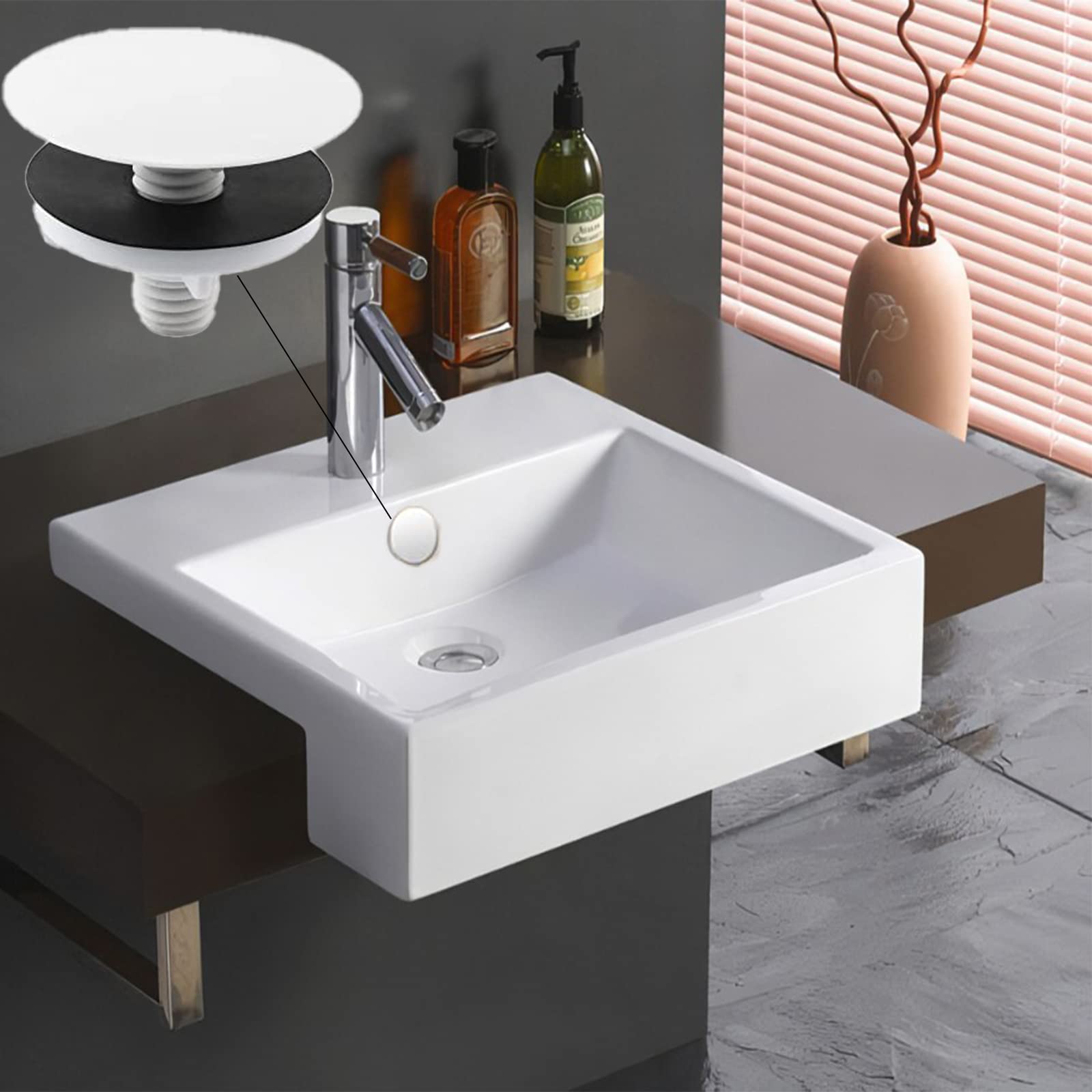 2-Pack White Metal Kitchen Sink Hole Covers - Faucet Hole Plates & Tap Hole Stoppers for Seamless Sink Aesthetics in Modern Kitchens