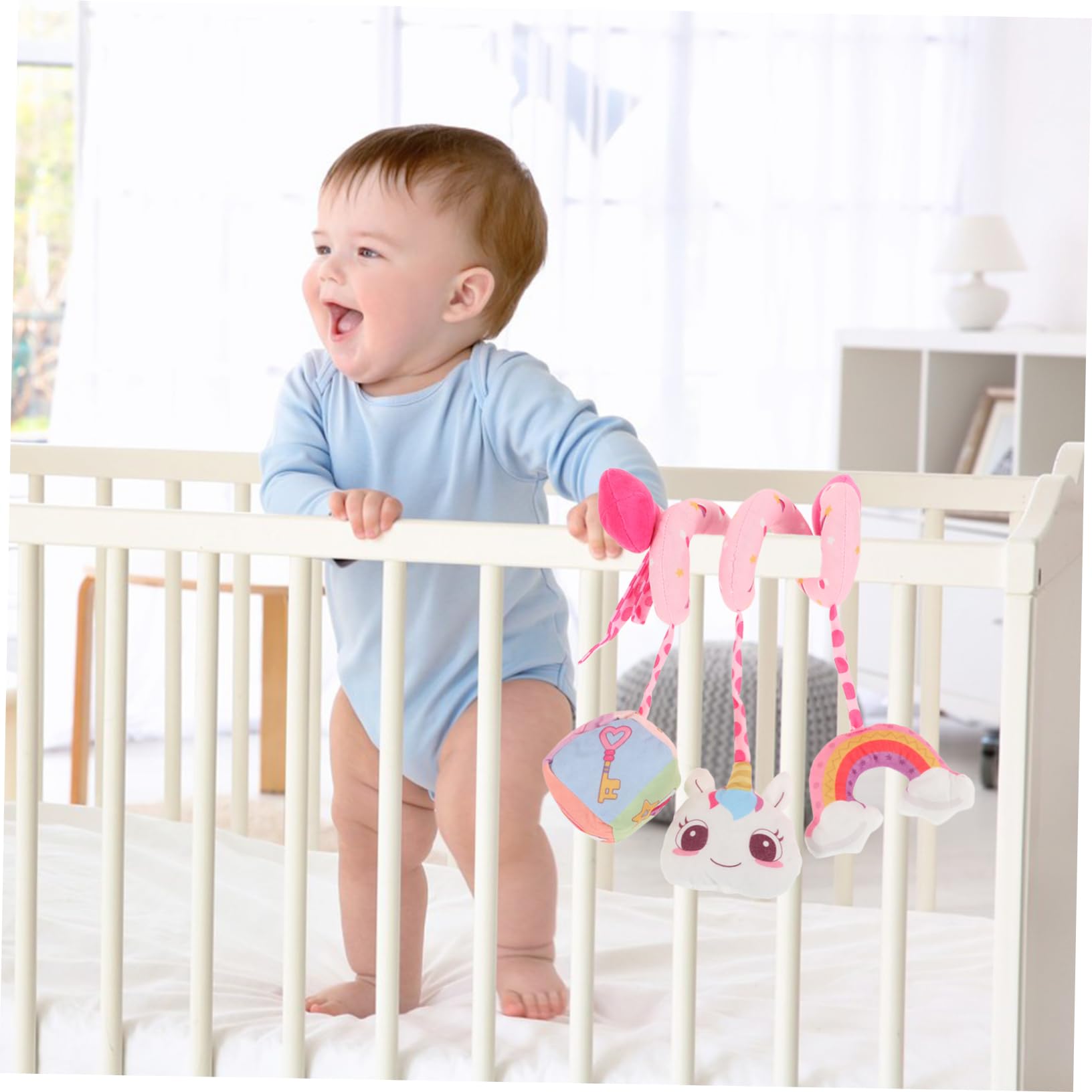 Totority Crib Bell Pram Toys - Soft Pink Sponge Stroller & Car Seat Hanging Activity Toy for Babies | Perfect for Stroller Entertainment, Infant Development & Nursery Decor