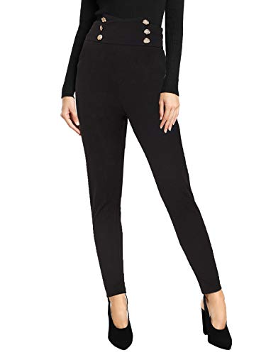 High Waisted Button Black