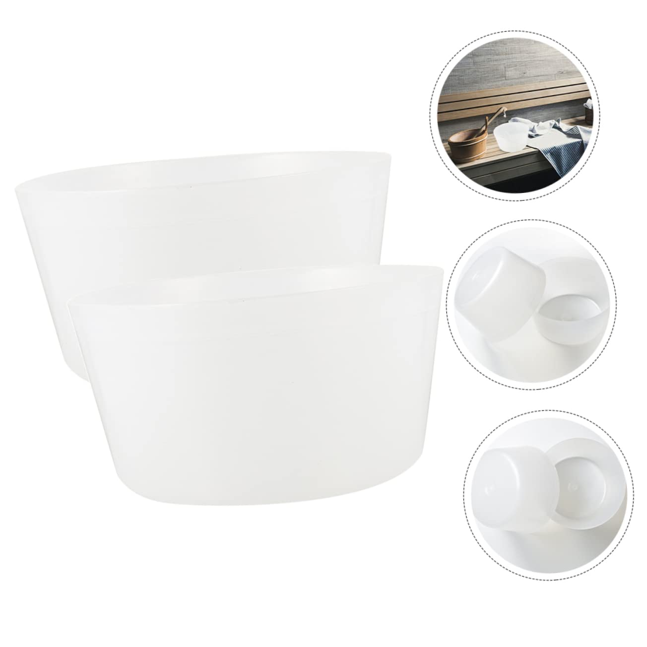 Yardwe 4-Pack Transparent Sauna Bucket Inserts - Plastic Foot Bath Accessories with Stand for Pedicure, Portable Bath Holder | Perfect for Spa, Salon & Home Relaxation