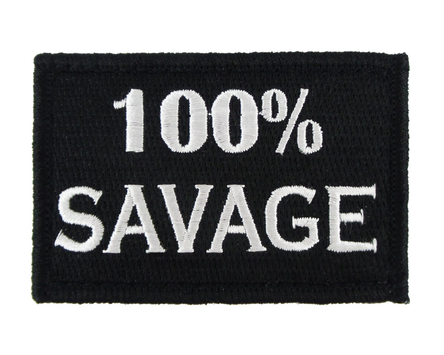 100% Savage Hook and Loop Fully Embroidered Morale Patch - Black & White - Perfect for Military Gear, Tactical Vests, Backpacks & DIY Crafts