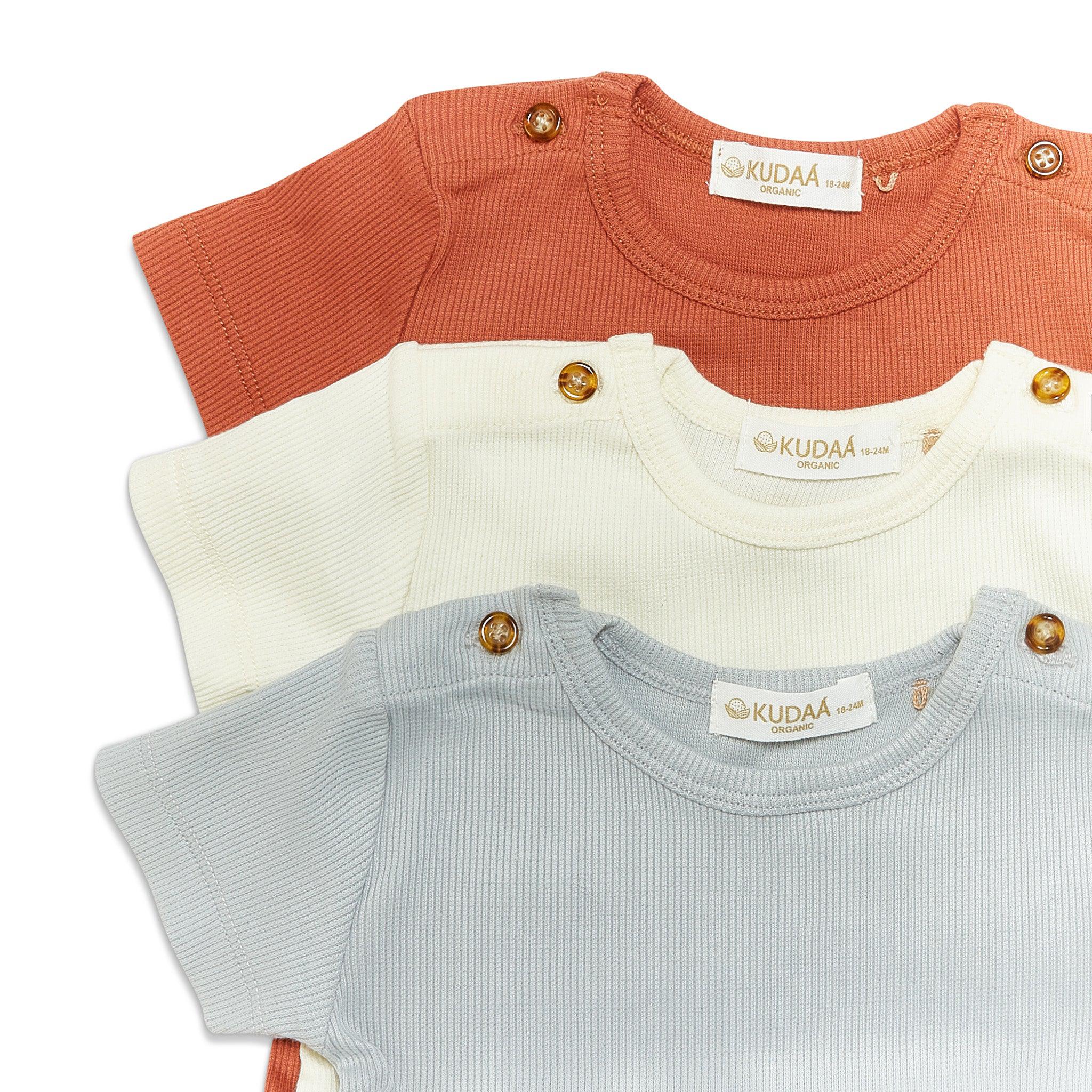 Organic Short Sleeve Romper for Babies - Soft Cotton One-Piece Outfit in Paprika Color - Perfect for Playtime, Daycare & Family Photos