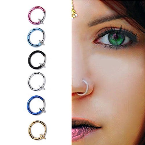 Magik Clip-On Spring Action Fake Septum Ring - Non-Piercing Nose & Lip Jewelry for Cartilage & Tragus - Perfect for Costumes, Parties & Everyday Fashion Accessories