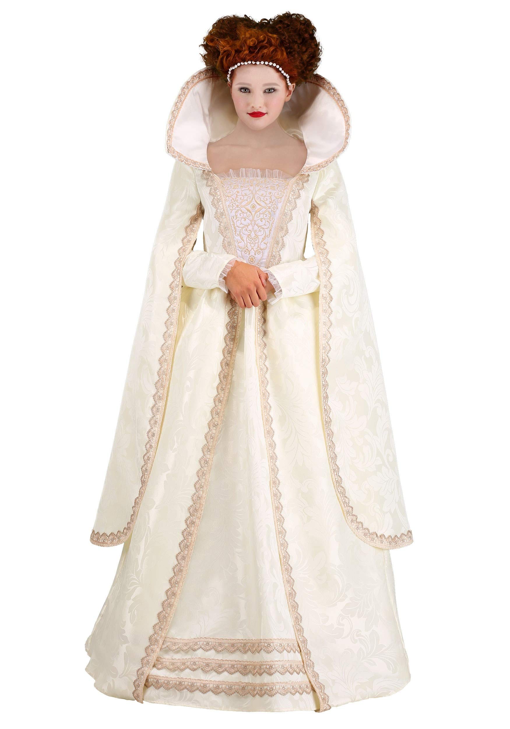 Queen Elizabeth Costume for Women - Elegant White Victorian Ball Gown Dress for Renaissance Faire, Cosplay & Historical Reenactment | Perfect for Halloween, Themed Parties & Theater Performances