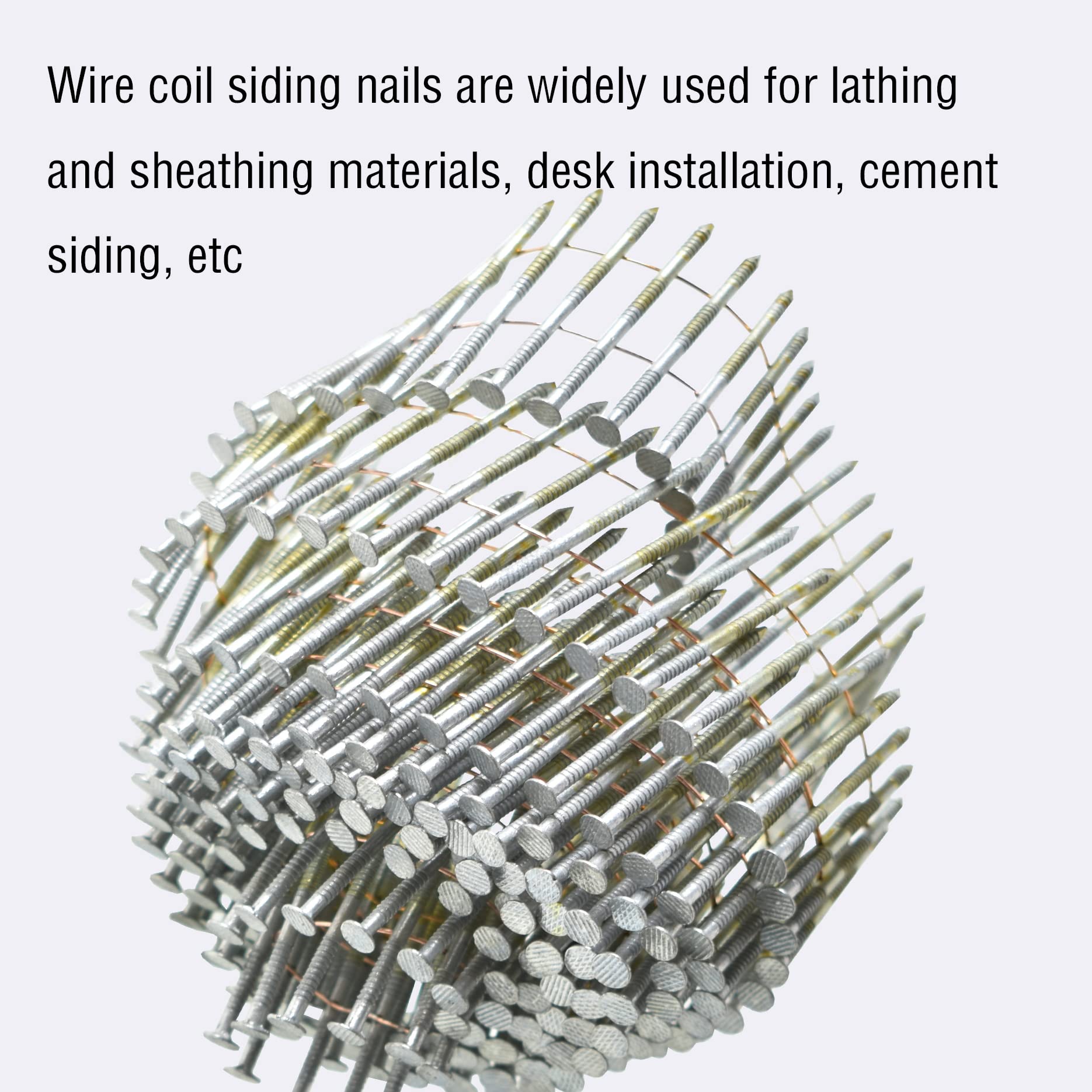 2 x 0.092 Inch Hot-Dipped Galvanized Ring Shank Coil Siding Nails - 15 Degree Full Round Head (3600 Count) for Lathing, Sheathing & Exterior Siding Installation | Weather-Resistant Construction Nails for Roofing, Fencing & Deck Building Projects