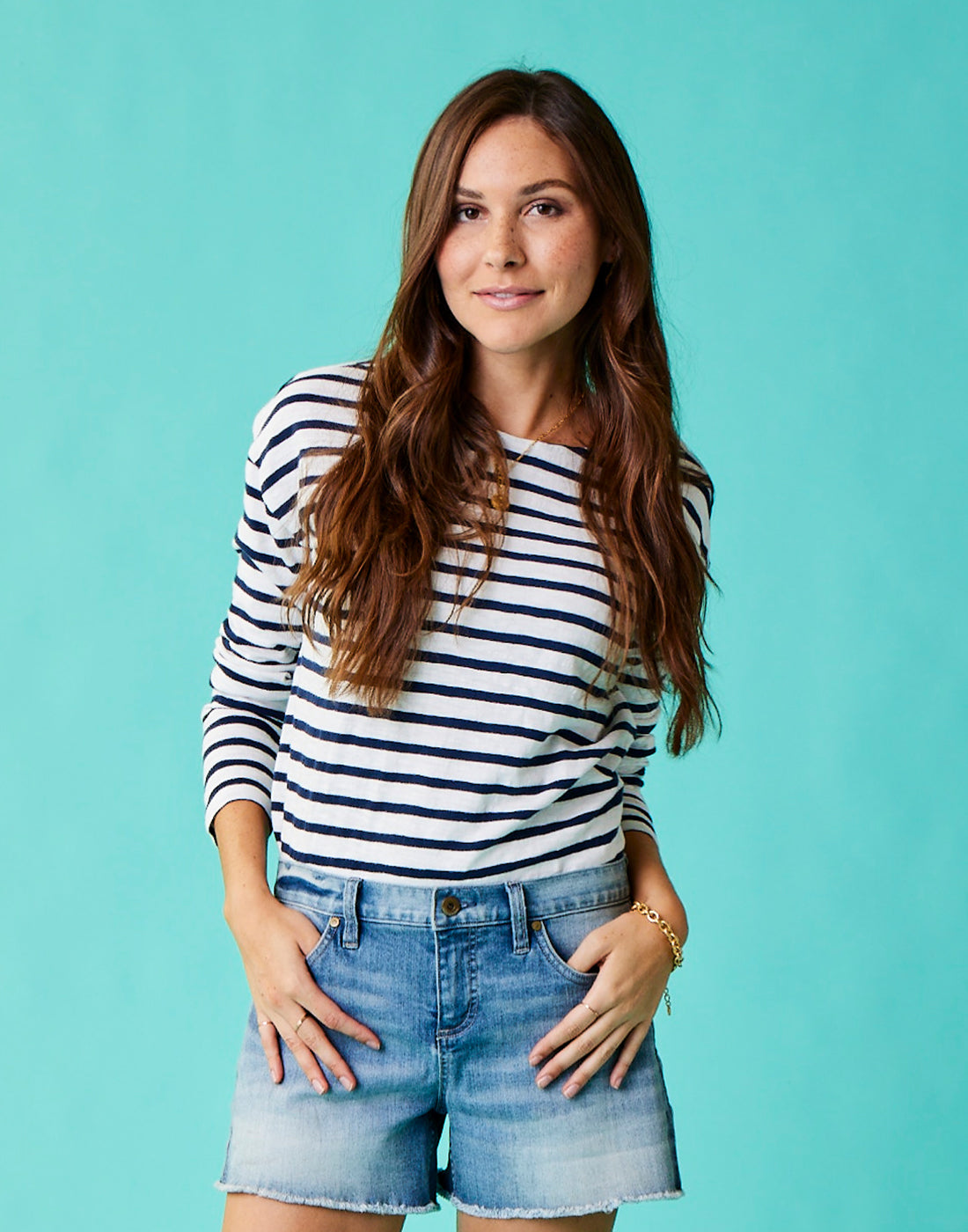 Alexis Top: Cloud Navy Mali Stripe - Women's Casual Blouse for Summer | Perfect for Beach Outings, Vacations & Everyday Wear | FINAL SALE