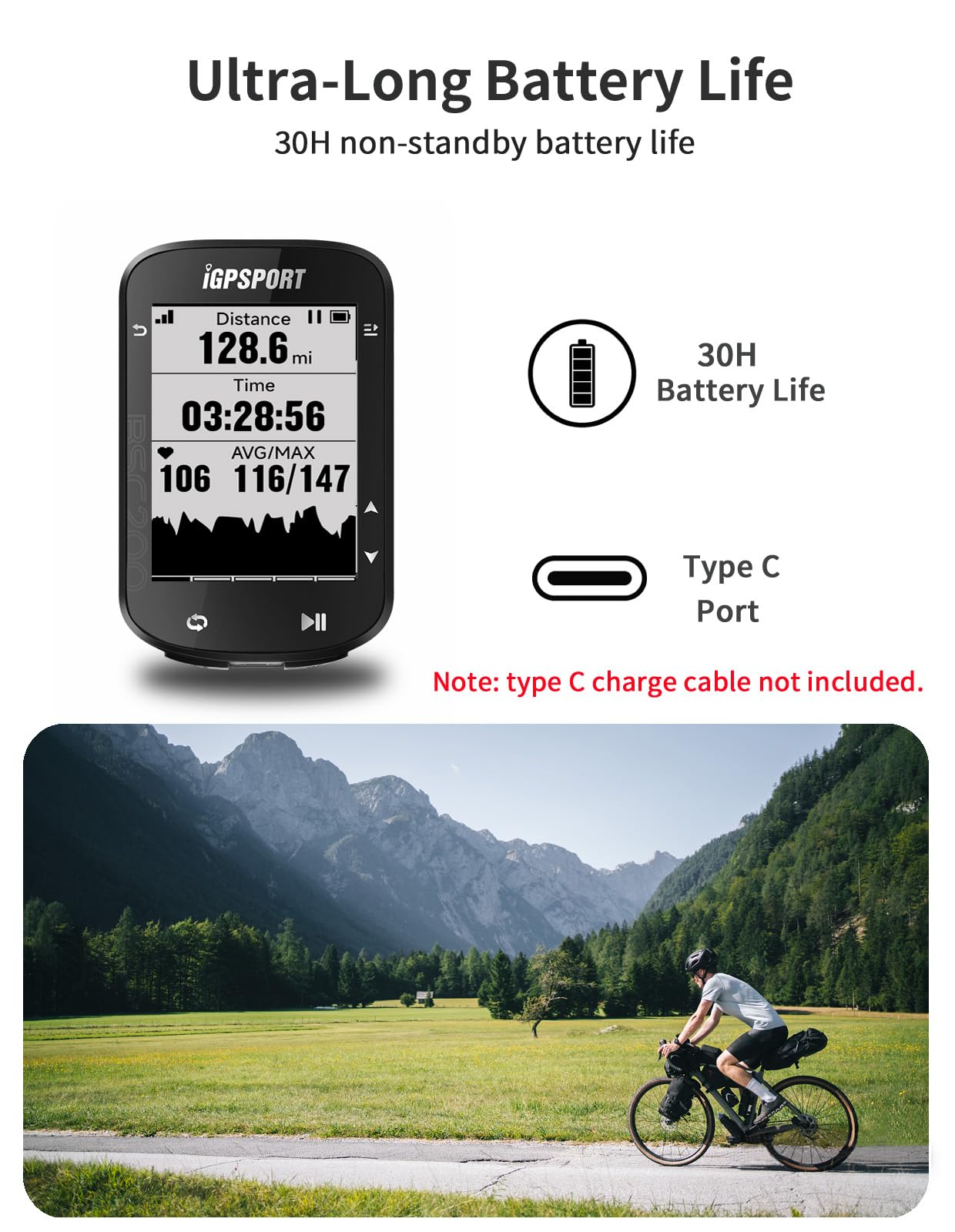 iGPSPORT BSC200 Slim Bike Computer with GPS Navigation - Wireless Cycling Speedometer, Odometer & Real-Time Route Tracking for Road & Mountain Bikes | Perfect for Commuting, Training & Outdoor Adventures