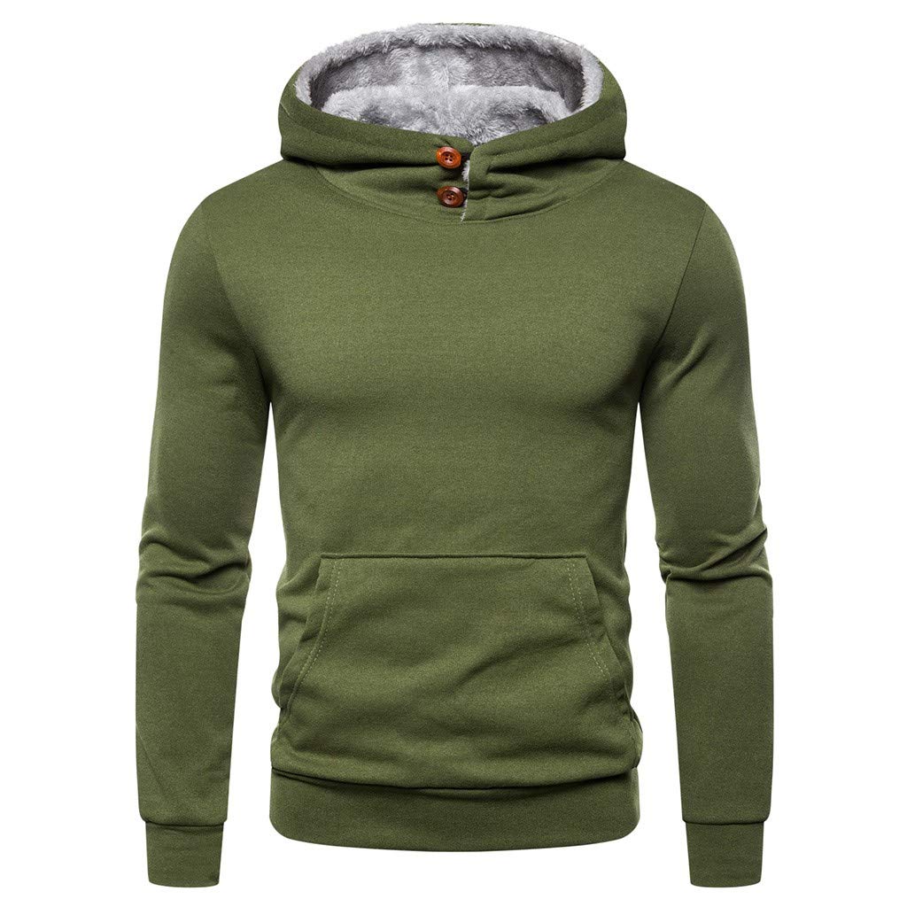 Men's Solid Color Hooded Sweatshirt - Casual Pullover Hoodie for Outdoor Activities & Streetwear Fashion | Warm Fleece Lining for Fall & Winter