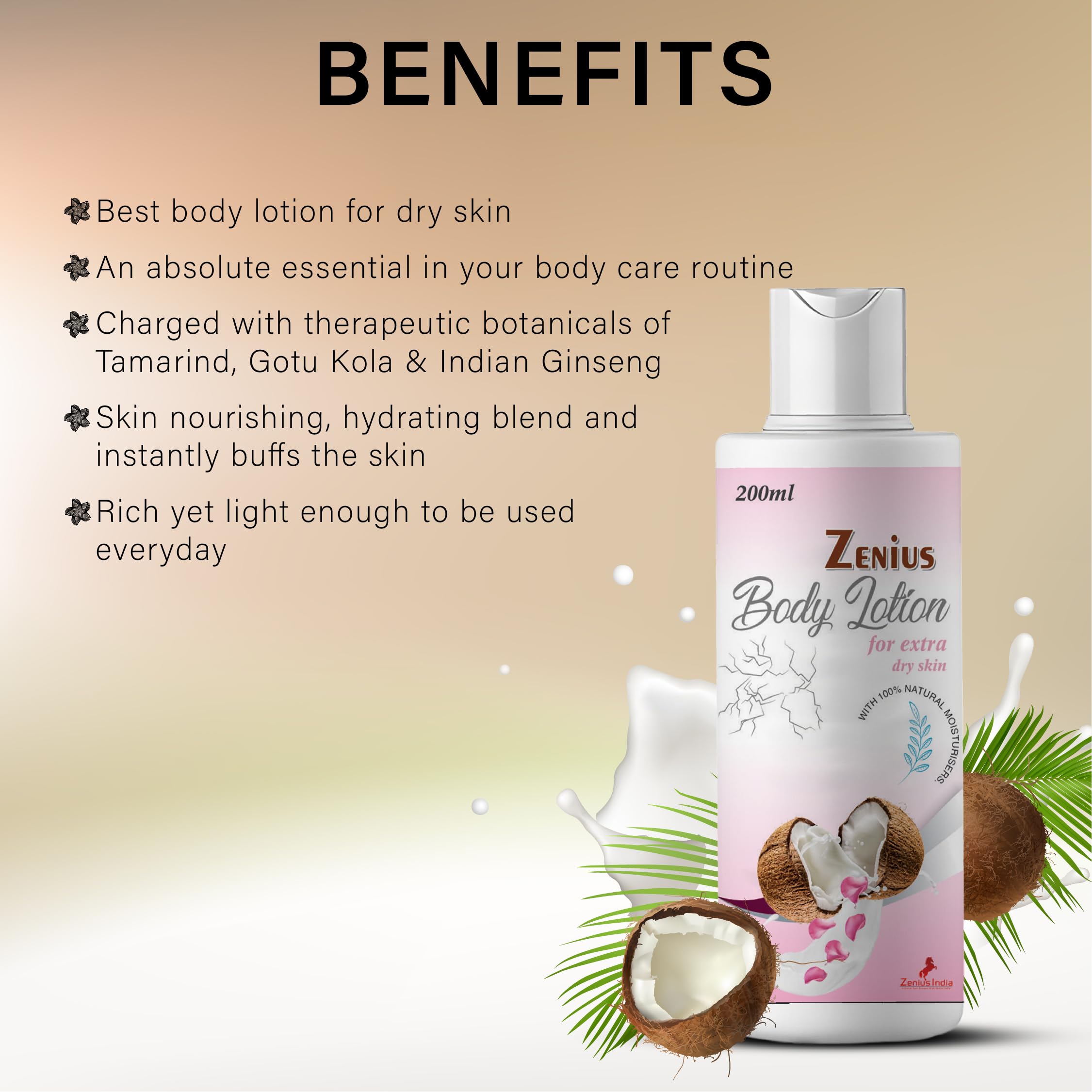Zenius Advanced Nourishing Body Lotion for Normal to Dry Skin - Hydrating Moisturizer with Natural Ingredients | Pack of 1 | Perfect for Daily Skincare Routine & Winter Dryness Relief