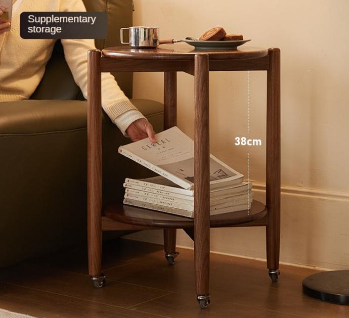 Black Walnut Solid Wood Round Side Table - Natural Wood End Table for Living Room, Bedroom, or Office - Perfect for Coffee, Books, and Decor