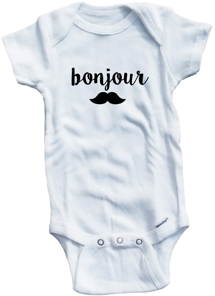 Baby Boys' Bonjour Mustache Onesie - Cute Outfit for Playtime
