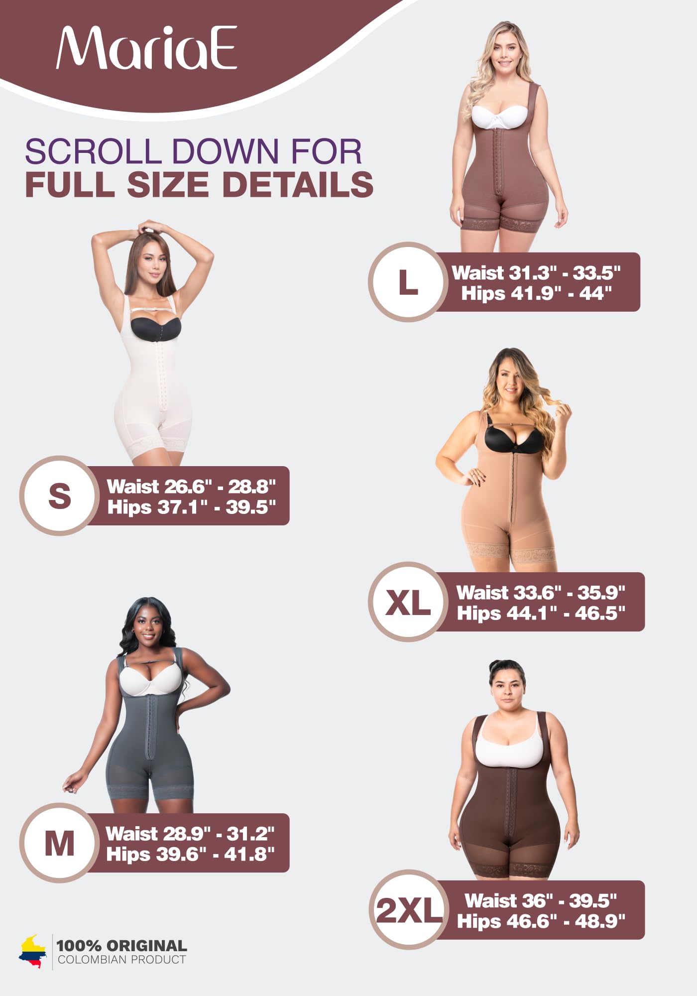 MARIAE Women's Full Body Shaper - Tummy Control Shapewear & Post-Surgery Girdle | Colombian Fajas for Slimming, Waist Training & Everyday Comfort