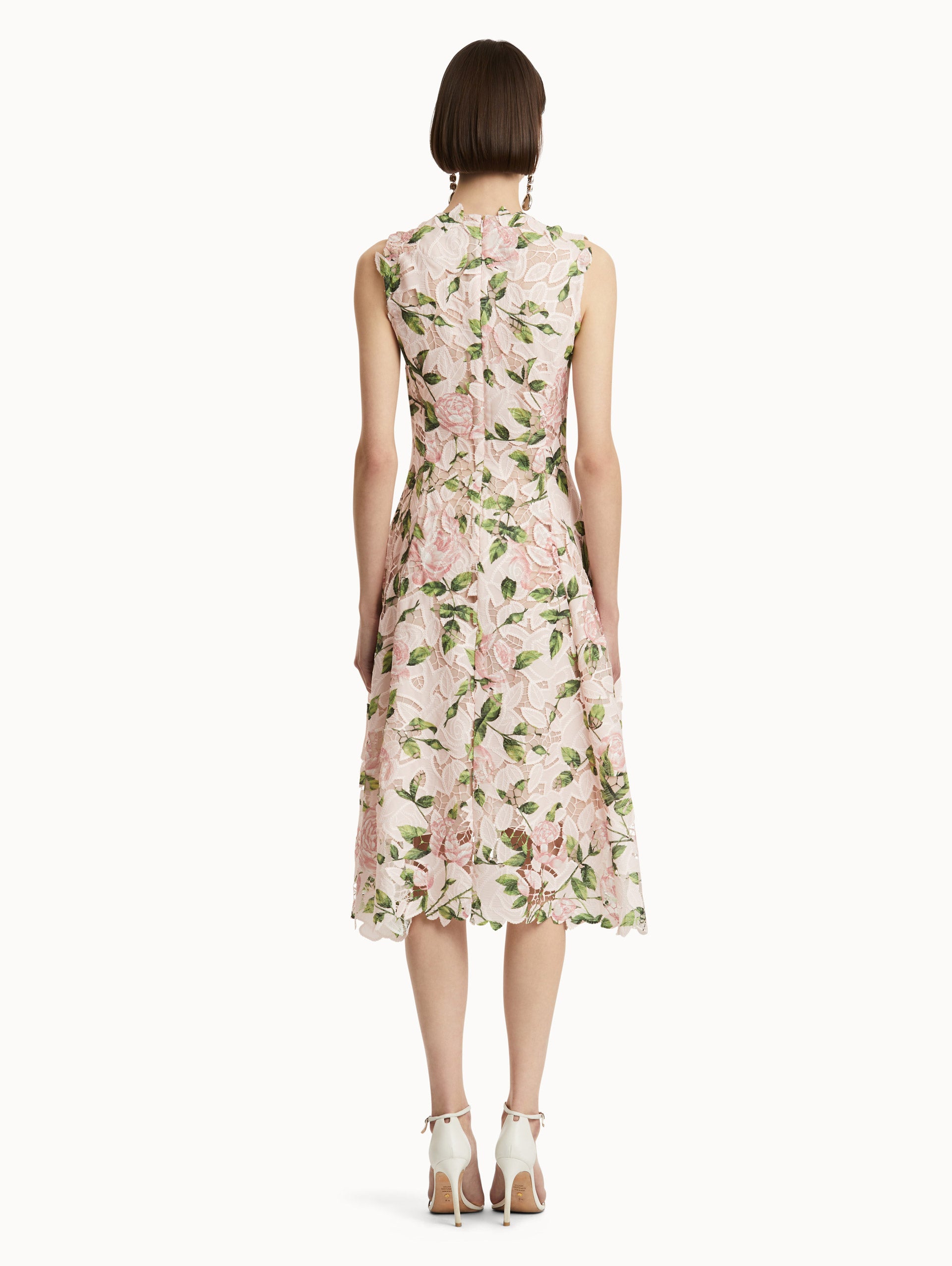 English Rose Guipure Sleeveless Floral Lace Dress for Women - Elegant Summer Cocktail Party & Wedding Guest Outfit