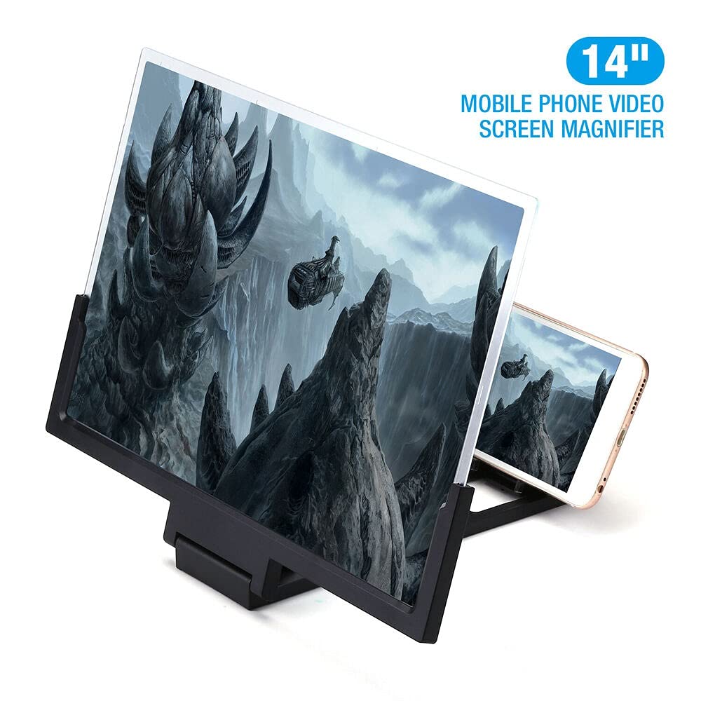 14 Inch 3D Screen Magnifier for Phones - HD Foldable Stand with Eye Protection | Perfect for Watching Videos, Gaming, and Reading on Mobile Devices