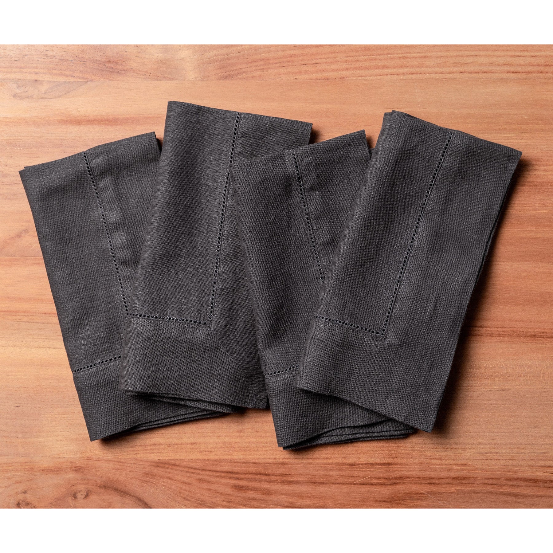 Premium Heavyweight Hemstitch Linen Napkins - Set of 4 - Elegant Dinner Party & Formal Dining Table Decor