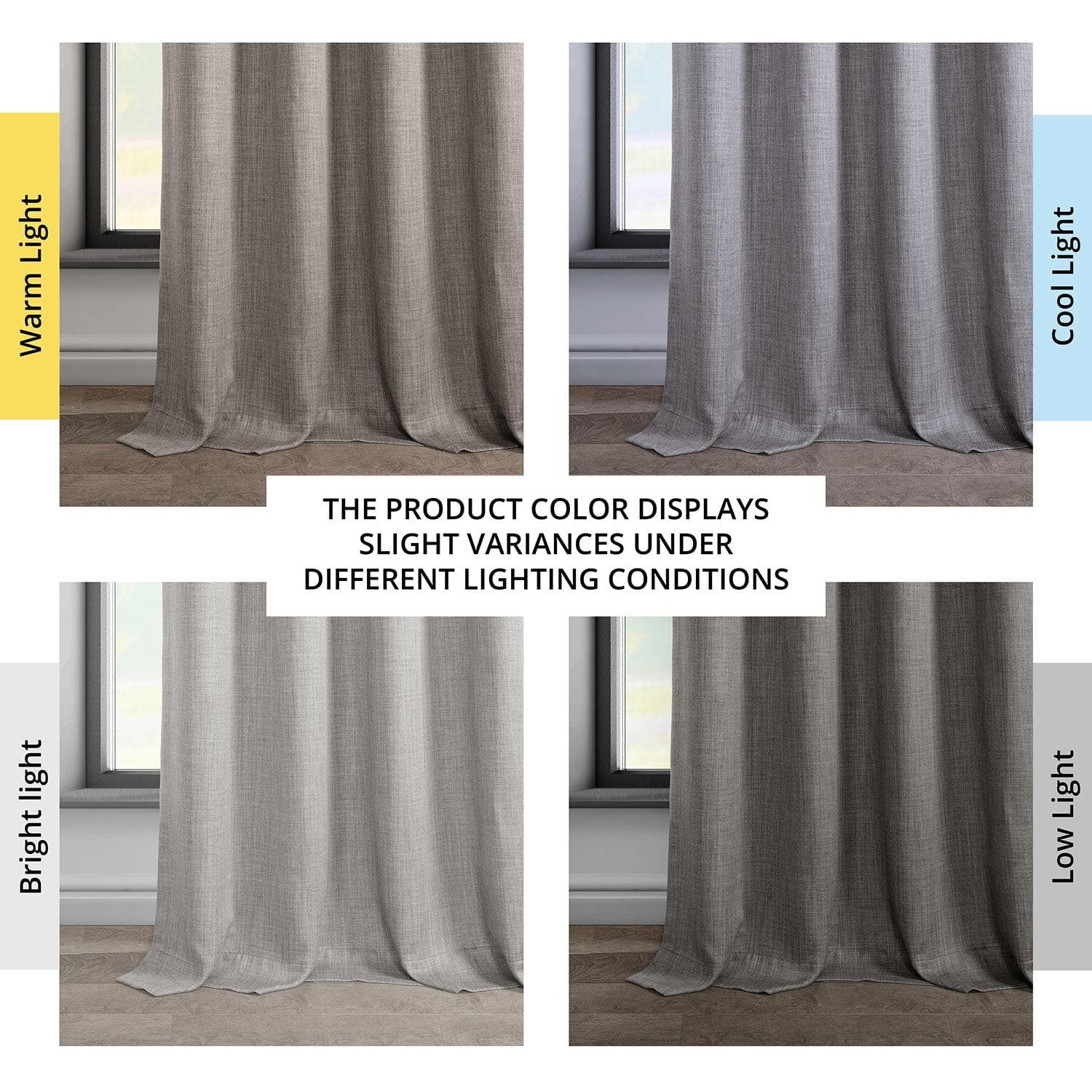 Dark Gray Grommet Textured Faux Linen Blackout Curtains for Bedroom & Living Room - Noise Reducing & Light Blocking Window Treatment