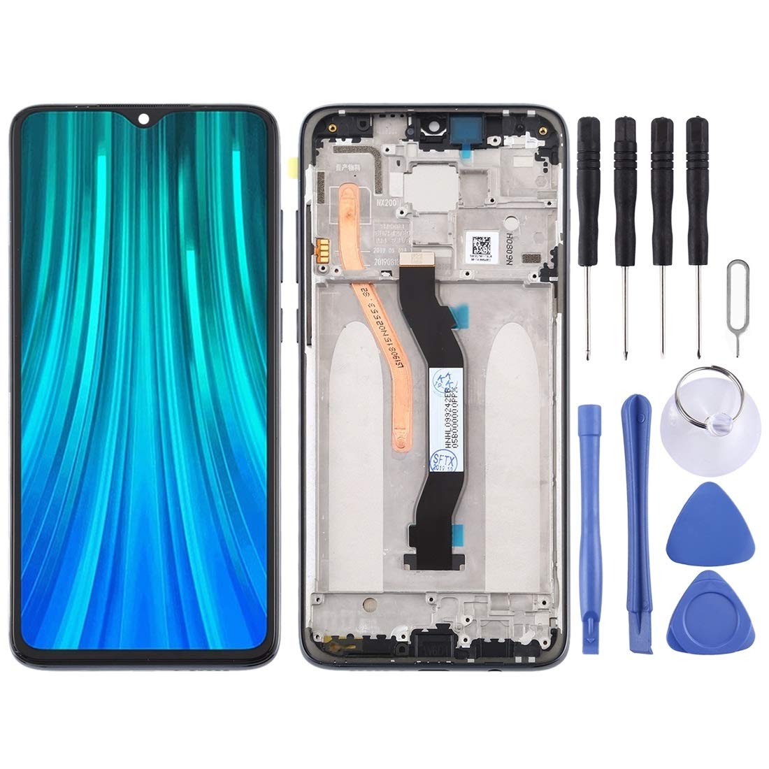 Original Xiaomi Redmi Note 8 Pro LCD Screen with Digitizer Assembly - Full Frame Replacement (Black/Blue) - Cracked Display Repair Kit for Gaming & Daily Use