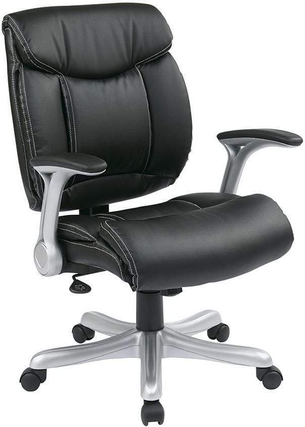 Work Smart Eco Leather Task Chair with Flip Arms [ECH8967R5] - Ergonomic Office Chair for Home & Business - Perfect for Long Work Hours & Conference Rooms
