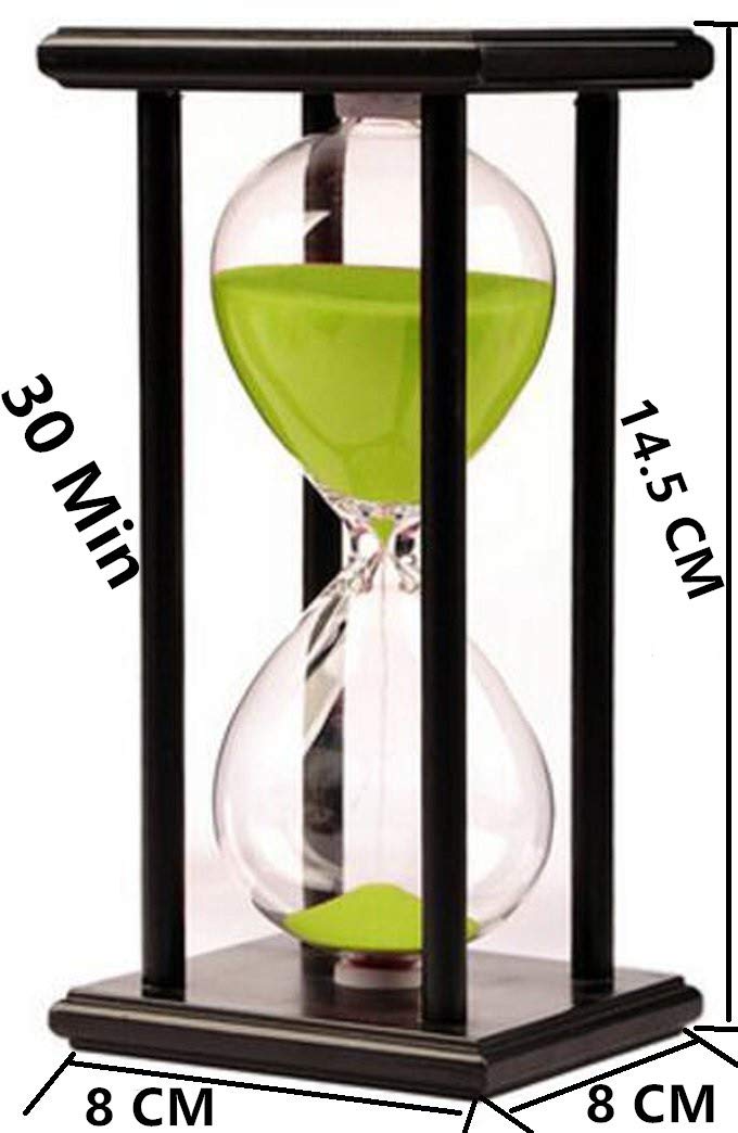 30 Minute Wooden Sand Timer Hourglass - Green Sandglass for Home, Office Desk & Living Room Decor | Perfect for Games, Classroom, Coffee Table & Meditation Timer