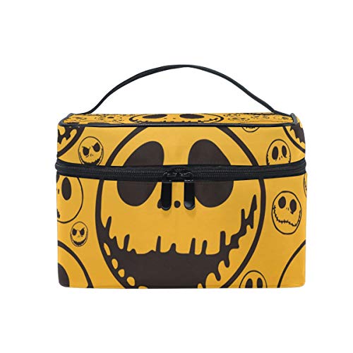TIKISMILE Jack Skellington Makeup Bag - Waterproof Cosmetic Pouch for Women | Travel Toiletry Organizer with Zipper | Perfect for Halloween, Disney Trips & Daily Use