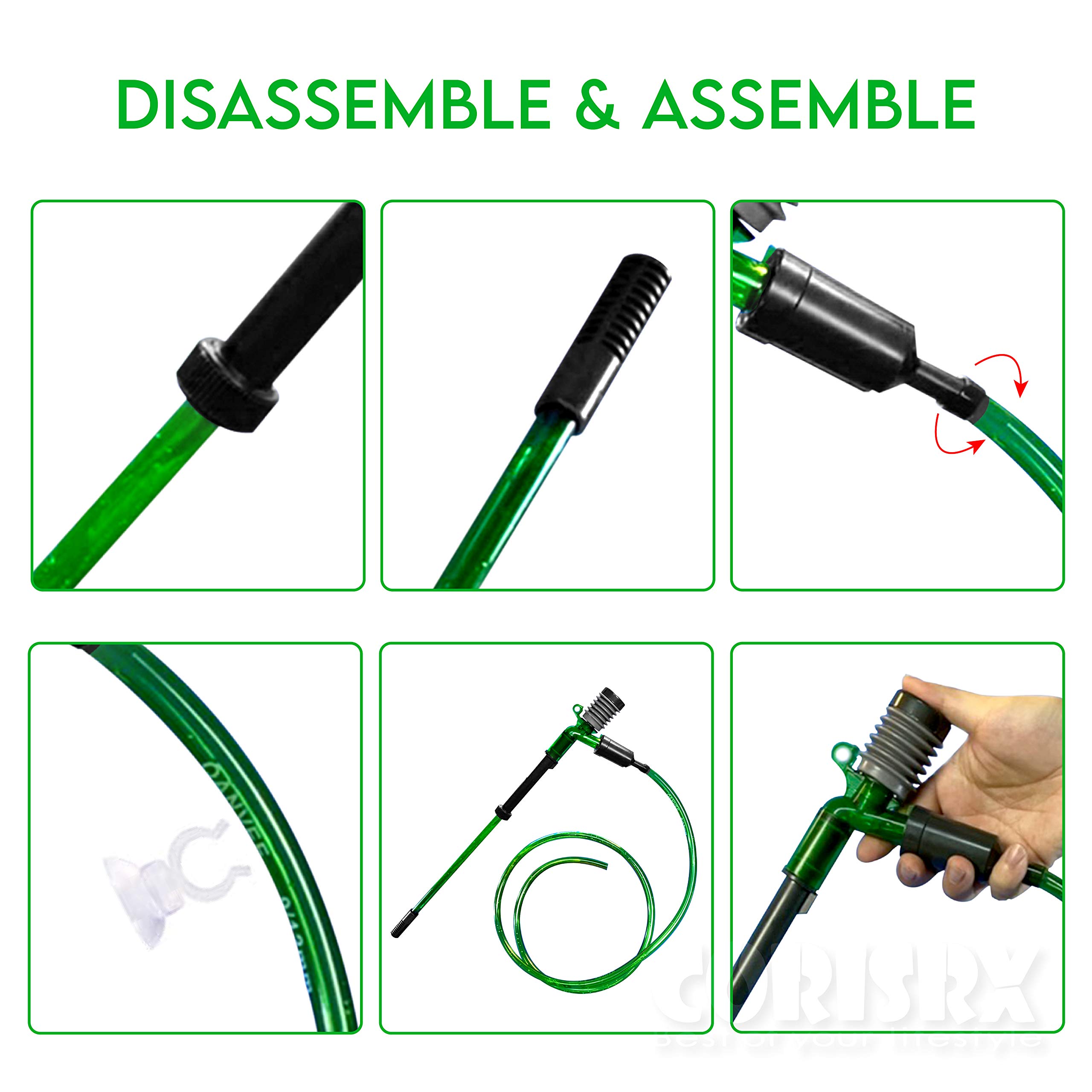 Corisrx 4-in-1 Aquarium Gravel Cleaner - 5ft Hose for Easy Tank Cleaning & Water Changes