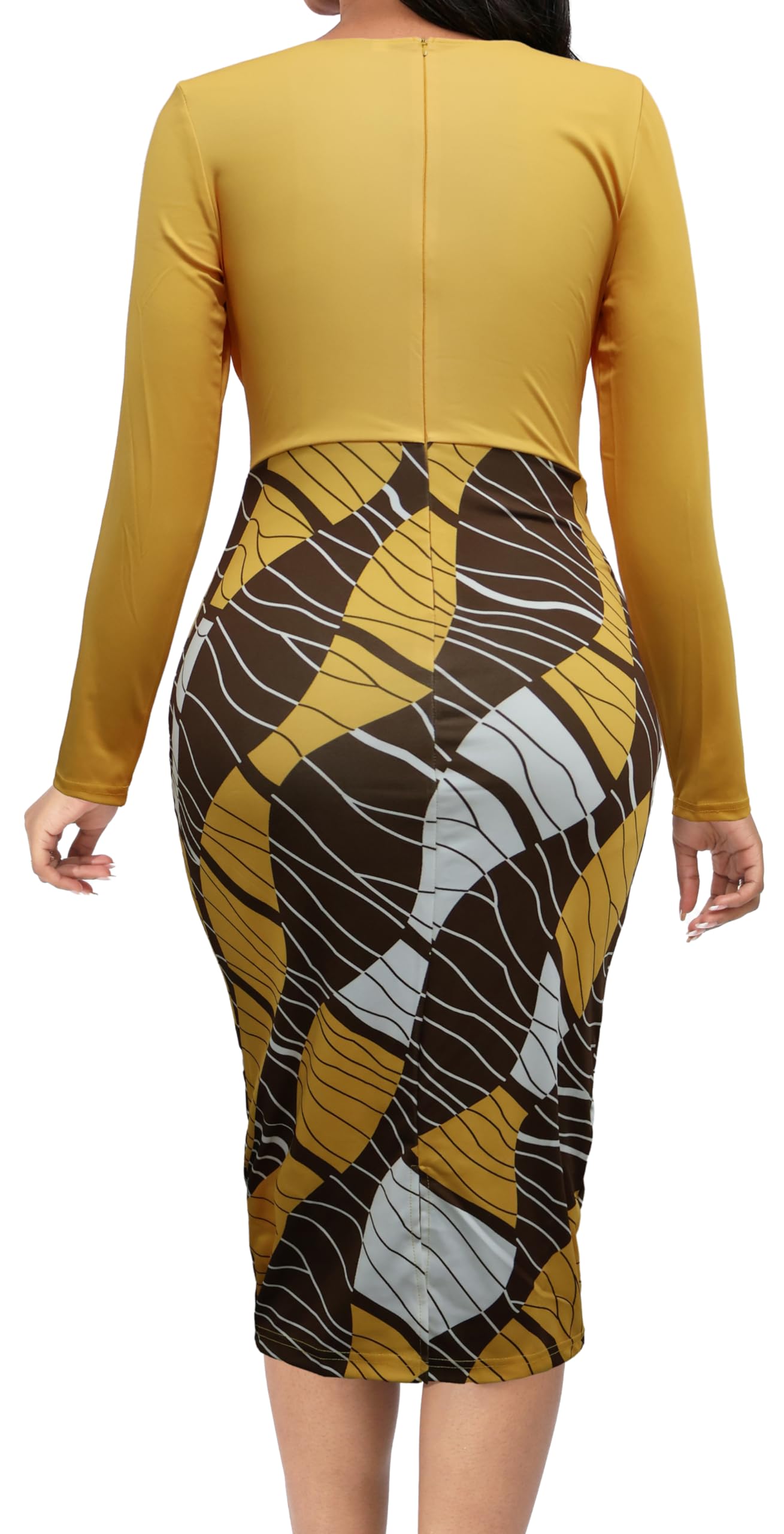 FoveNK Women's Bodycon Pencil Dress - Elegant Patchwork African Print Peplum Church Dress for Party & Special Occasions | Perfect for Weddings, Church Events & Evening Gatherings
