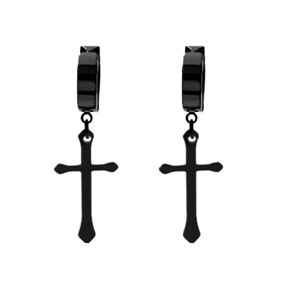 SBI Jewelry Silver Black Cross Dangle Earrings for Women & Men - Gift for Loved Ones