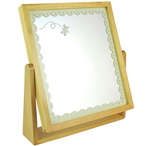 Premium Double-Sided Makeup Mirror with Wooden Stand - 1X/5X Magnification for Flawless Beauty Application - Perfect for Vanity, Dressing Room & Travel