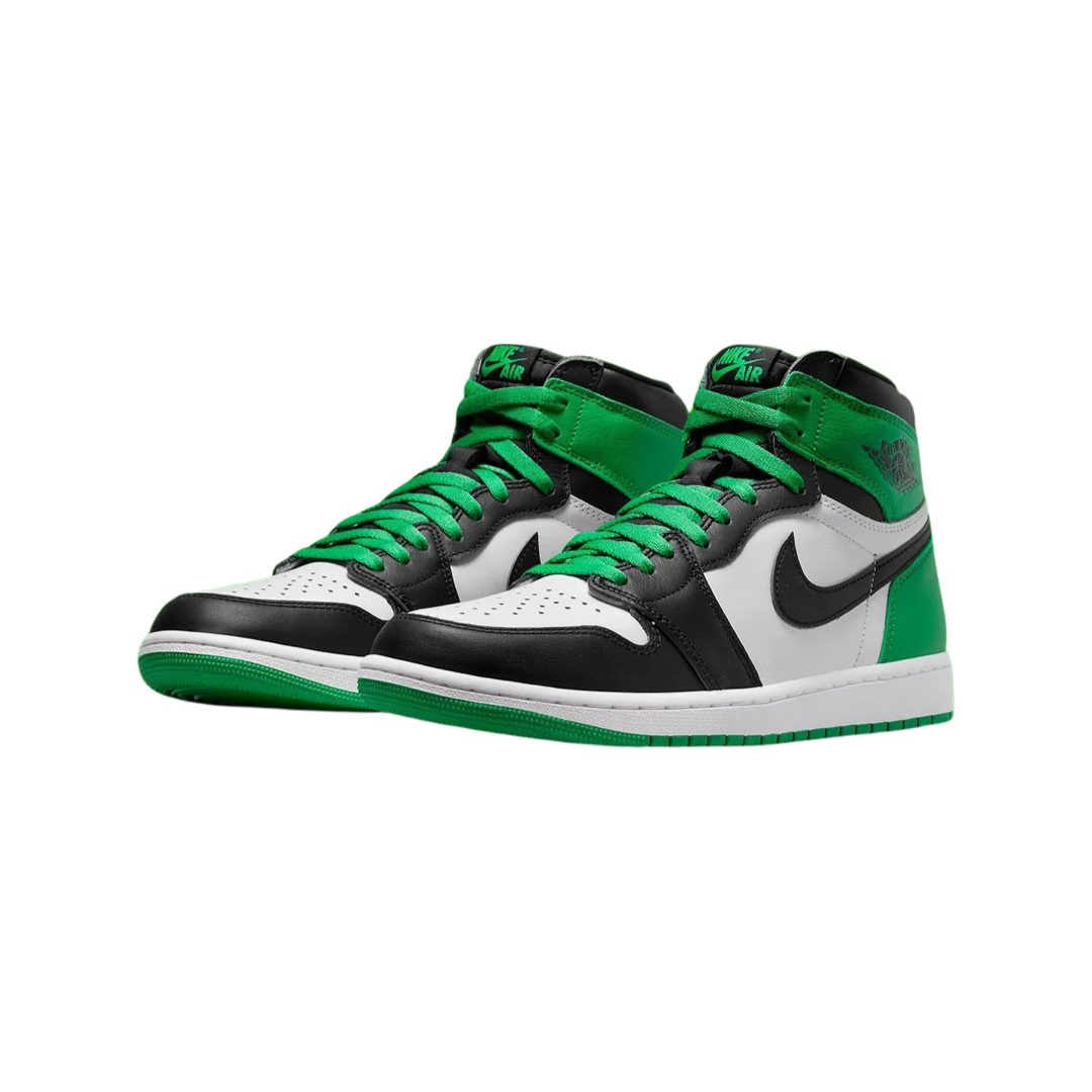 Jordan 1 Retro High OG Sneakers - Black, Lucky Green & White Colorway - Men's Basketball Shoes for Streetwear & Casual Wear