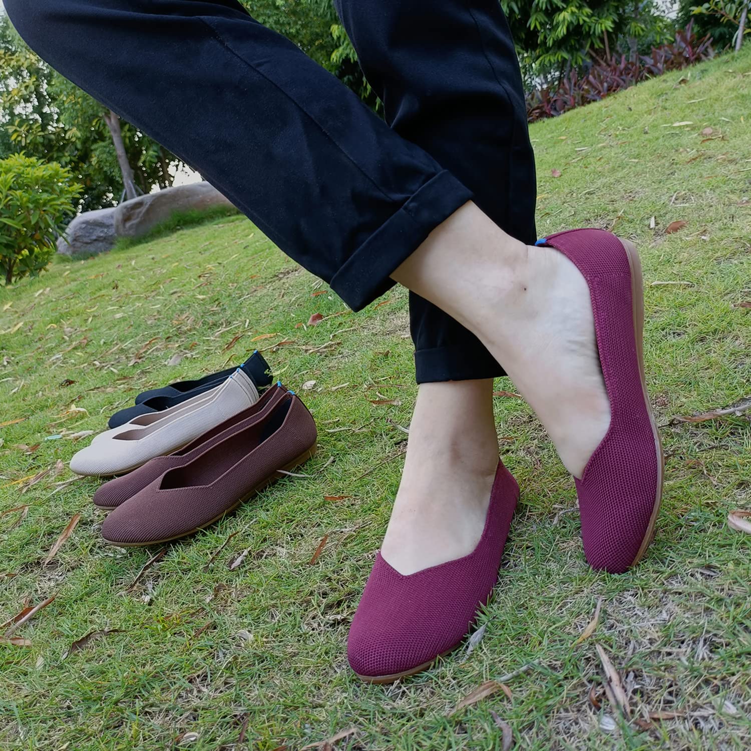 Women's Ballet Flats - Comfortable Knit Round Toe Mesh Shoes for Casual & Dressy Wear | Perfect for Office, Walking, and Everyday Outfits
