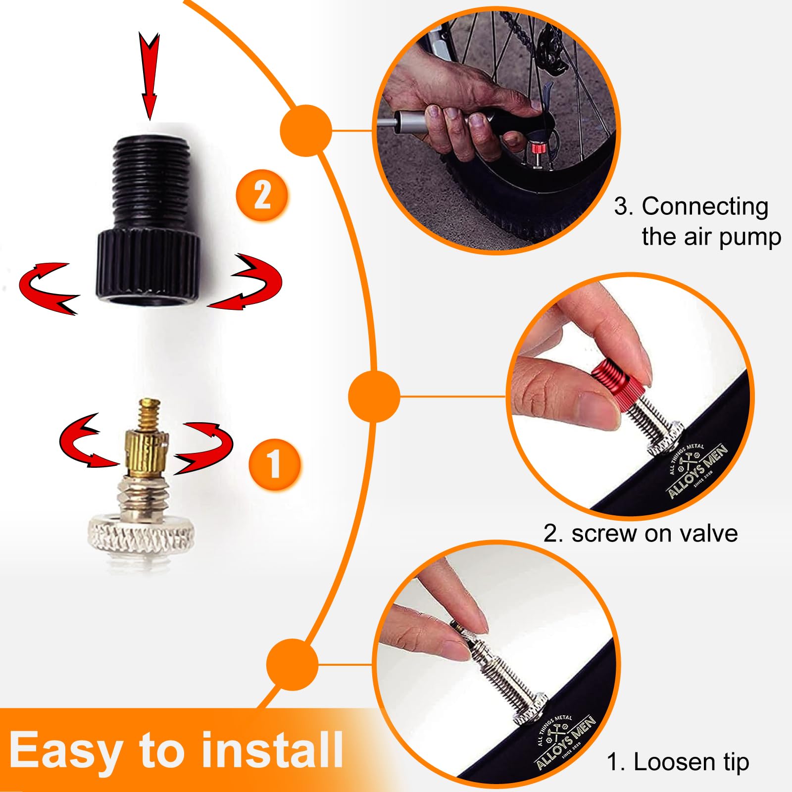 VANSIHO Bike Brass Presta Valve Adapter (5 Pack) - Convert Presta to Schrader Valve for Easy Tire Inflation with Standard Bike Pump or Air Compressor - Perfect for Road Bikes, Mountain Bikes & Cycling Enthusiasts