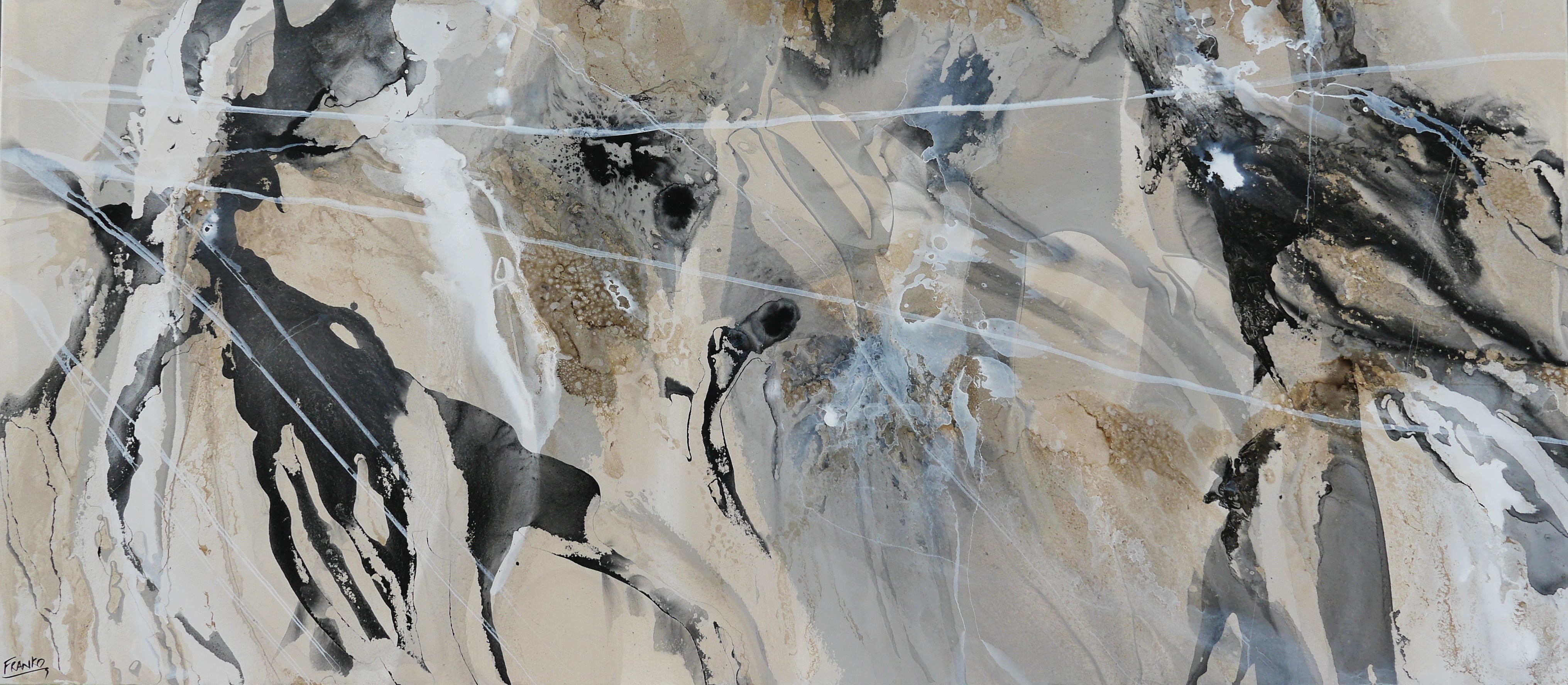 Abstract Blended Inks Painting - 270cm x 120cm Large Wall Art for Living Room, Office & Bedroom Decor