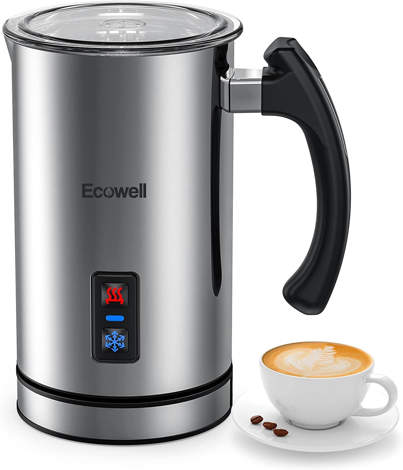 ECOWELL Electric Milk Frother for Coffee - 8.1oz/240ml Stainless Steel Hot & Cold Foam Maker - Perfect for Latte, Cappuccino, Macchiato - Ideal for Home, Office & Coffee Shops (Silver, Model WMMF02)