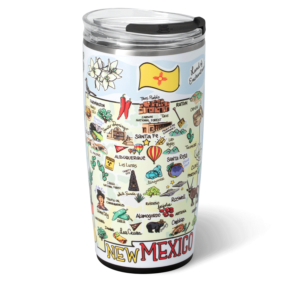22oz New Mexico Insulated Tumbler - Double Wall Vacuum Stainless Steel Travel Mug for Hot & Cold Drinks - Perfect for Hiking, Camping, and Office Use