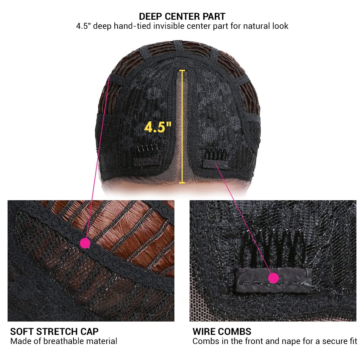 36 Inch Lace Front Wig - Bone Straight Super Long Synthetic Hair with Realistic Hairline - Heat Resistant Middle Part Wig for Black Women - Jet Black DPL002 | Perfect for Cosplay, Daily Wear & Special Occasions