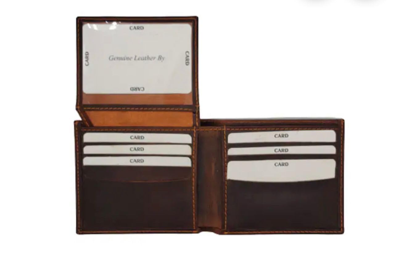 Custom Engraved Grizzly Bear Leather Wallet for Men - Personalized Name Wallet, Valentine's Day Gift for Husband, Birthday Present from Mom to Son - Perfect for Everyday Use & Special Occasions