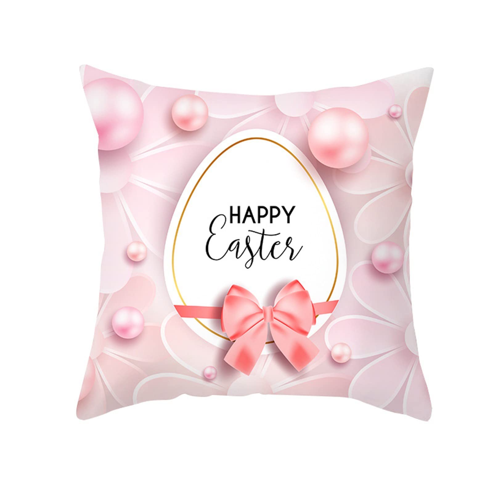 Rose Gold Rabbit Print Pillowcase - Soft Cushion Cover for Sofa, Bed & Living Room - Easter Cartoon Design for Girls & Toddlers - Home Decor & Gift Idea (One Size)