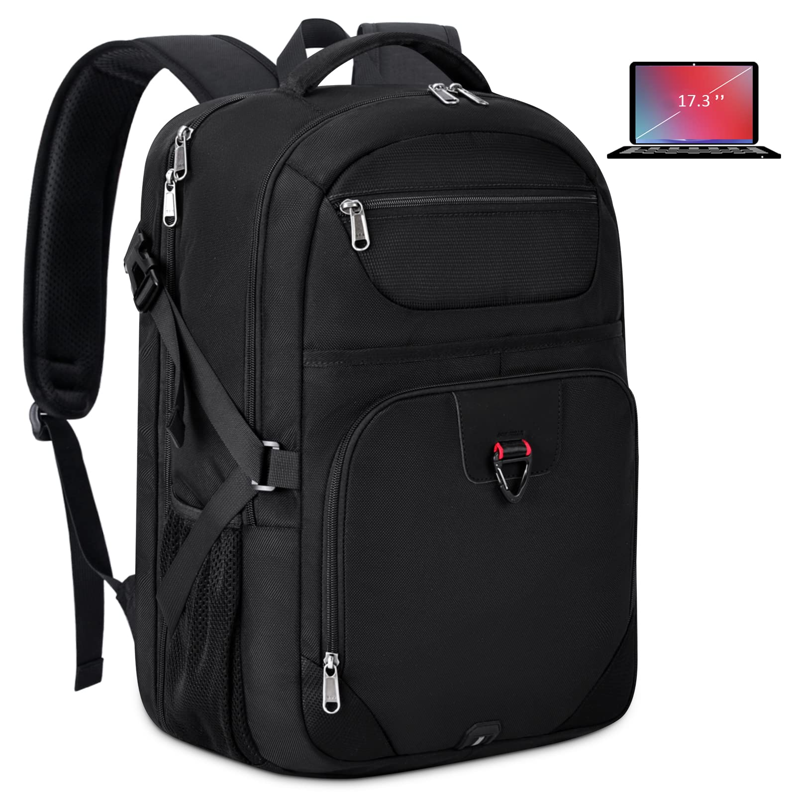 17 Inch TSA Approved Laptop Backpack for Men & Women - Waterproof USB Charging Business Travel Backpack with RFID Blocking Pocket - Perfect for College, School, Work & Gaming (Black)