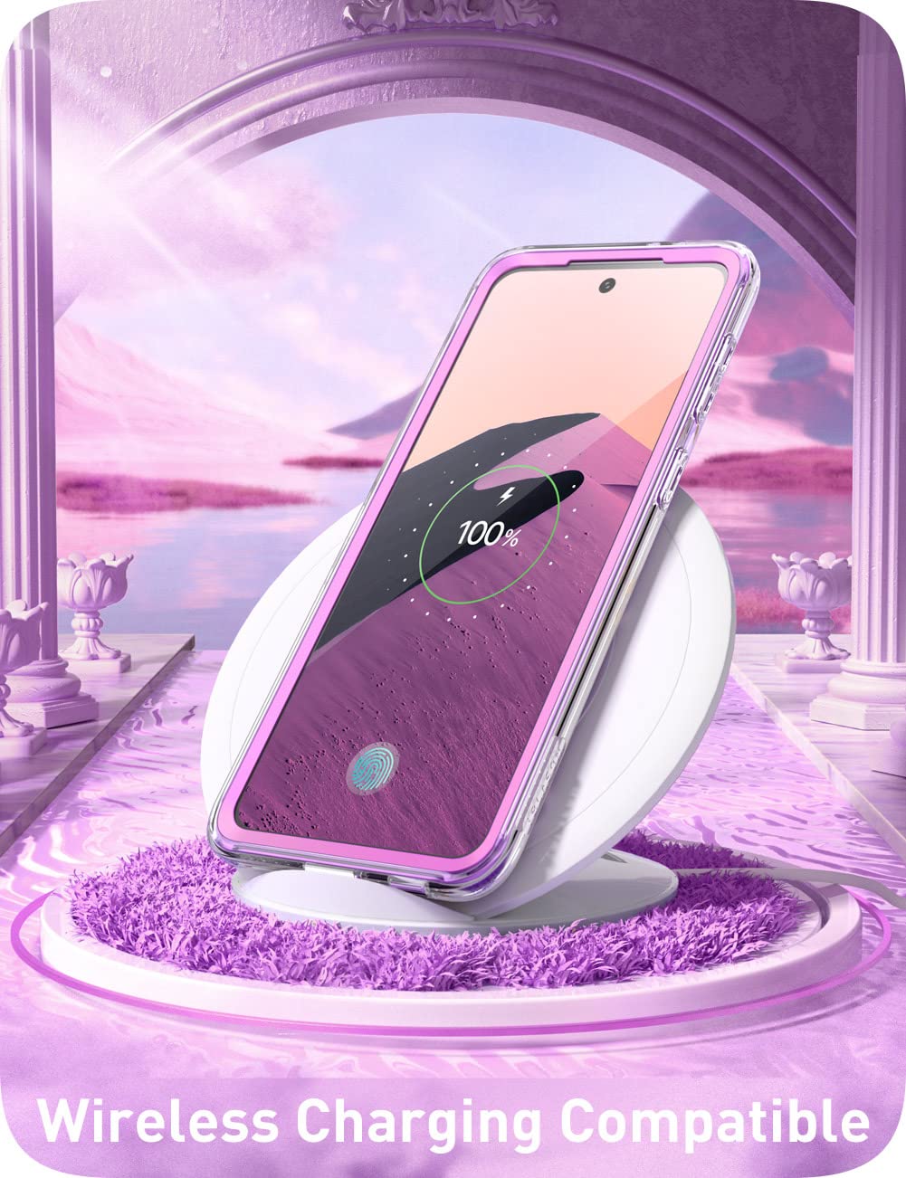 i-Blason Glitter Case for Samsung Galaxy S22 (6.1 Inch) 5G Phone - Shockproof Bumper Cover with 360° Protection & Built-in Screen Protector | Glossy Purple Cosmo Design | Perfect for Everyday Use & Outdoor Activities