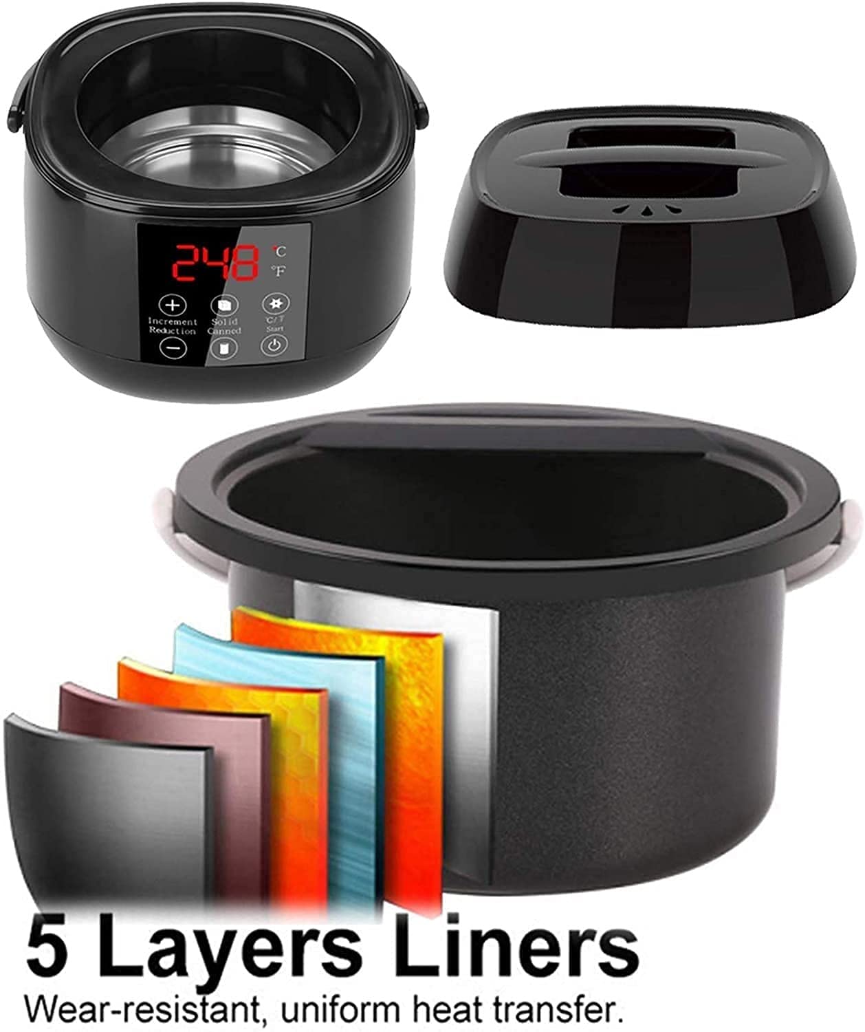 Professional Waxing Kit for Women & Men - Home Wax Warmer for Hair Removal on Body, Bikini, Chest, Legs, Face & Eyebrows (Black) - Perfect for At-Home Spa & Salon Quality Results